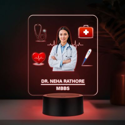 Personalized Doctor LED Night Lamp, Birthday Gift for Doctor Thankyou Gift for Doctor & Nurse Medical Student Gift Automatic Color Changing Light
